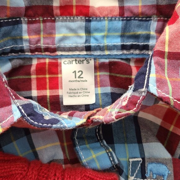 Toddler Boy BUNDLE 12 Months Plaid Button Up Shirt Sweater Vest Fall Winter - Picture 2 of 8